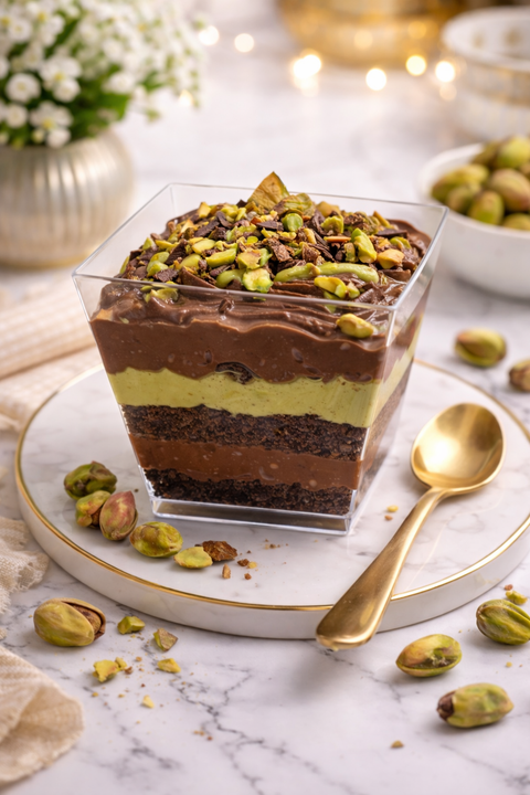 Pistachio chocolate dessert 9/16 cups
